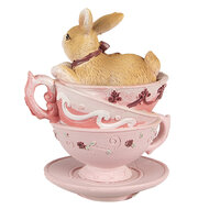 Clayre & Eef | Decoratie Beeld Konijn Bruin Roze 9x7x10 cm | 6PR4985