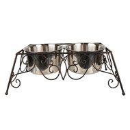 Clayre & Eef | Voerbak Hond Kat Bruin 46x26x16 cm / 2x2000 ml | 6Y5434