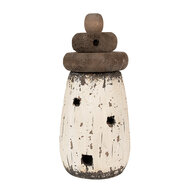 Clayre & Eef | Decoratie Vuurtoren Wit Bruin ø 11x23 cm | 6H2335