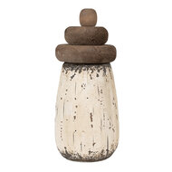 Clayre & Eef | Decoratie Vuurtoren Wit Bruin ø 11x23 cm | 6H2335
