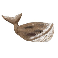 Clayre & Eef | Decoratie Walvis Bruin Wit 39x15x21 cm | 6H2341