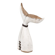 Clayre & Eef | Decoratie Walvisstaart Wit Bruin 27x10x45 cm | 6H2347