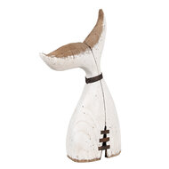 Clayre & Eef | Decoratie Walvisstaart Wit Bruin 27x10x45 cm | 6H2347