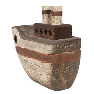 Clayre & Eef | Decoratie Miniatuur Boot Beige Bruin 15x6x12 cm | 6H2352