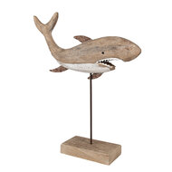 Clayre & Eef | Decoratie Haai Bruin Wit 34x8x39 cm | 6H2354