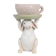 Clayre &amp; Eef   | Decoratie Konijn Beige Roze 15x14x24 cm | 6PR3998