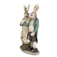 Clayre & Eef | Decoratie Beeld Konijnen Bruin roze Groen 15x8x26 cm | 6PR4025