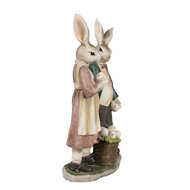 Clayre & Eef | Decoratie Beeld Konijnen Bruin roze Groen 15x8x26 cm | 6PR4025