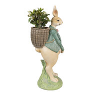 Clayre & Eef | Decoratie Beeld Konijn Bruin Groen 11x11x30 cm | 6PR4031