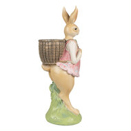 Clayre & Eef | Decoratie Beeld Konijn Bruin Roze 11x11x31 cm | 6PR4032