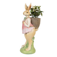 Clayre & Eef | Decoratie Beeld Konijn Bruin Roze 11x11x31 cm | 6PR4032