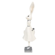 Clayre & Eef | Decoratie Beeld Konijn Wit zilverkleurig 13x11x37 cm | 6PR4048