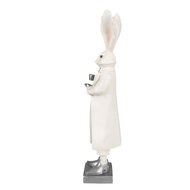 Clayre & Eef | Decoratie Beeld Konijn Wit Zilverkleurig 14x12x47 cm | 6PR4049