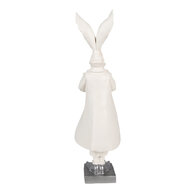 Clayre & Eef | Decoratie Beeld Konijn Wit Zilverkleurig 14x12x47 cm | 6PR4049