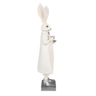 Clayre & Eef | Decoratie Beeld Konijn Wit Zilverkleurig 14x12x47 cm | 6PR4049