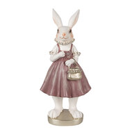 Clayre & Eef | Decoratie Beeld Konijn Wit Roze 12x10x27 cm | 6PR4059