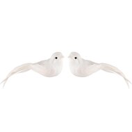 Dekoratief | Clip m/vogeltje, wit, PVC, 14x4x5cm, set van 2 stuks | A240189