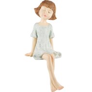 Dekoratief | Deco meisje zittend 'Elodie', naturel, magnesium, 32x24x51cm | A240915