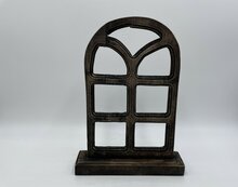 Decoratie stalraam oud kozijn hout op voet klein 33,5 x 24,5 cm grijs geschuurd old look | 52016 | Meraki Shop | Stoer & Sober Woonstijl