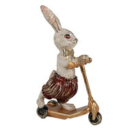 Clayre & Eef | Decoratie beeld Konijn Wit Goudkleurig Rood 15x9x25 cm | 6PR4082