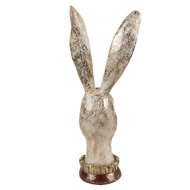 Clayre & Eef | Decoratie Konijn Wit Goudkleurig Rood 11x10x28 cm | 6PR4087