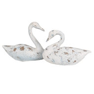 Clayre & Eef | Decoratie Beeld Zwaan Wit Bruin 33x16x28 cm | 6PR5056
