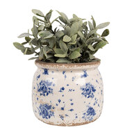 Clayre & Eef | Bloempot Binnen Beige Blauw ø 16x13 cm | 6CE1659M