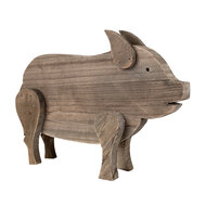 Clayre & Eef | Decoratie Beeld Varken Bruin 42x9x28 cm | 6H2322
