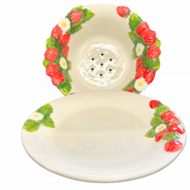 Aardbeien-test groot Ø 28 cm schaal wit rood groen | TR15 | Piccobella Italiaans Servies