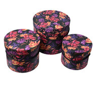 Clayre & Eef | Hoedendoos Set van 3 Oranje Zwart ø 23x20 / ø 20x17 / ø 17x14 cm | 65457