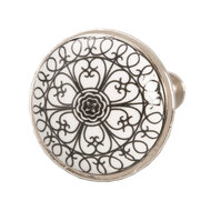 Clayre & Eef | Deurknop Zwart Wit ø 3x2 cm | 61887