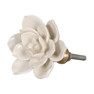 Clayre & Eef | Deurknop Wit Bruin ø 5x4 cm | 62349