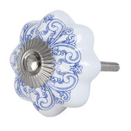 Clayre & Eef | Deurknop Blauw Wit ø 4x3 cm | 63417