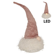 Clayre & Eef | Decoratie Beeld Kabouter met LED Roze 20x20x44 cm/ 2xCR2032 | 65243