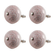 Clayre & Eef | Deurknop set van 4 Roze ø 4x3/6 cm | 65302
