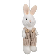 Clayre & Eef | Decoratie Hanger Konijn Wit Bruin 6x4x14 cm | 65347