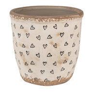 Clayre & Eef | Bloempot Binnen Beige Zwart ø 14x13 cm | 6CE1652M