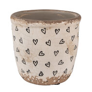 Clayre & Eef | Bloempot Binnen Beige Zwart ø 11x11 cm | 6CE1652XS