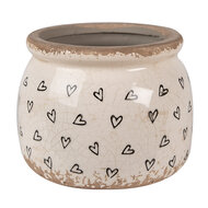 Clayre & Eef | Bloempot Binnen Beige Zwart ø 12x10 cm | 6CE1653S