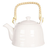 Clayre & Eef | Theepot met Filter Wit 18x14x12 cm / 800 ml | 6CETE0088L