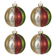 Clayre & Eef | Kerstballen Set van 4 Meerkleurig ø 8x8 cm | 6GL2736
