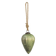 Clayre & Eef | Kerstbal XL Groen, Bruin ø 9x14 cm | 6GL3666