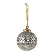 Clayre & Eef | Kerstbal Zilverkleurig ø 10 cm | 6GL3810