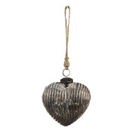 Clayre & Eef | Kerstbal Grijs 7x4x8 cm | 6GL3849