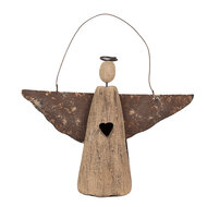 Clayre &amp; Eef   | Kerstdecoratie hanger Engel Bruin 18x2x14/18 cm | 6H2351