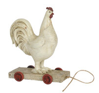 Clayre & Eef | Decoratie Beeld Haan Wit 15x7x17 cm | 6PR0033