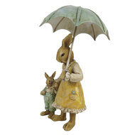 Clayre & Eef | Decoratie Beeld Konijn Bruin, Geel 9x4x13 cm | 6PR3266