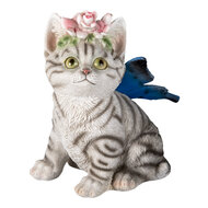 Clayre & Eef | Decoratie Beeld Kat Wit, Grijs 12x10x15 cm | 6PR3351