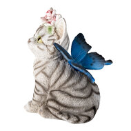 Clayre & Eef | Decoratie Beeld Kat Wit, Grijs 12x10x15 cm | 6PR3351