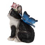 Clayre & Eef | Decoratie Beeld Kat Zwart, Wit 12x10x15 cm | 6PR3353